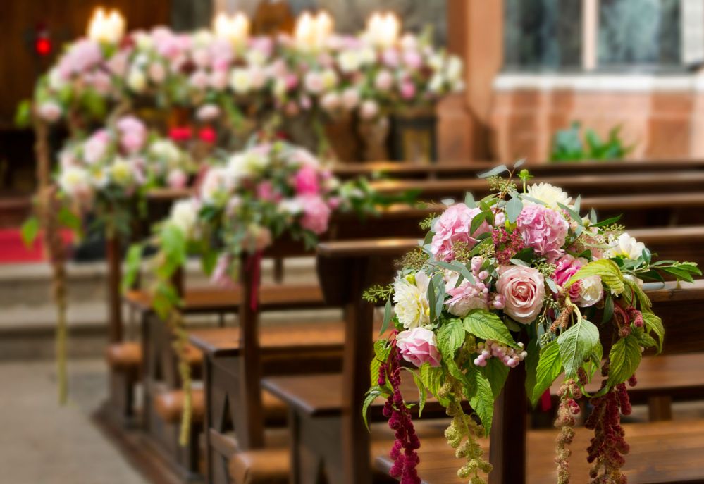Flowers for a church wedding  on Lake Maggiore created by Giuseppina Comoli