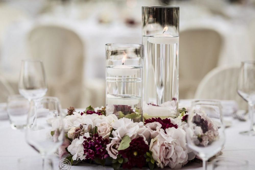 Centerpiece with floating candles