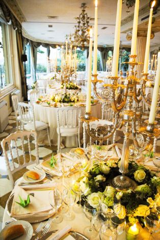 Decorazione tavoli per nozze a Villa Aminta